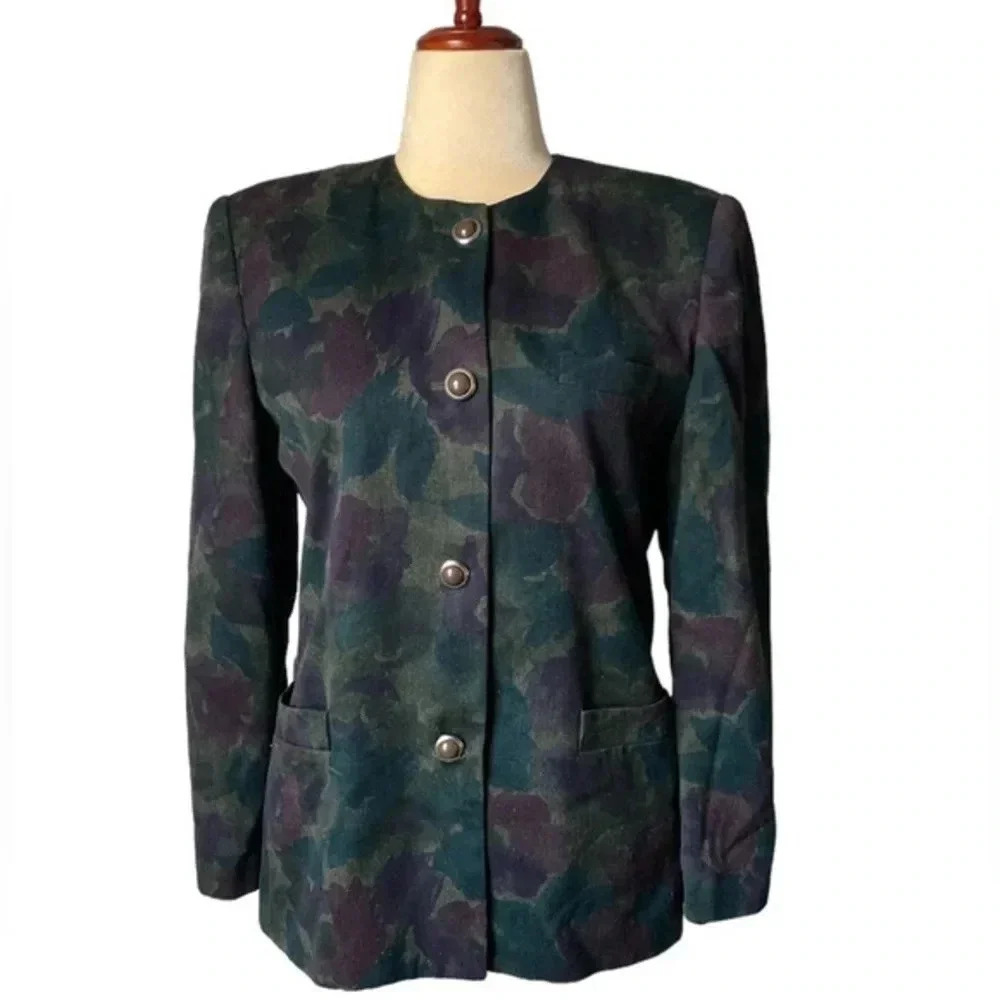 SASSON | Women’s Vintage 80s Floral Blazer Jacket Size 12.